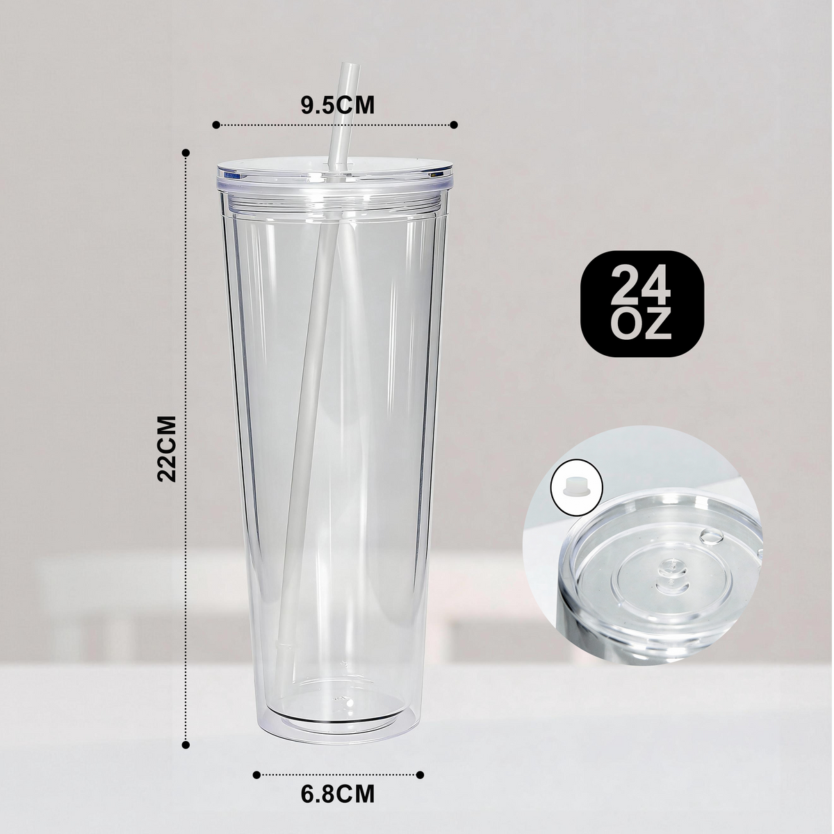 24oz Acrylic Tapered Snowglobe Tumbler
