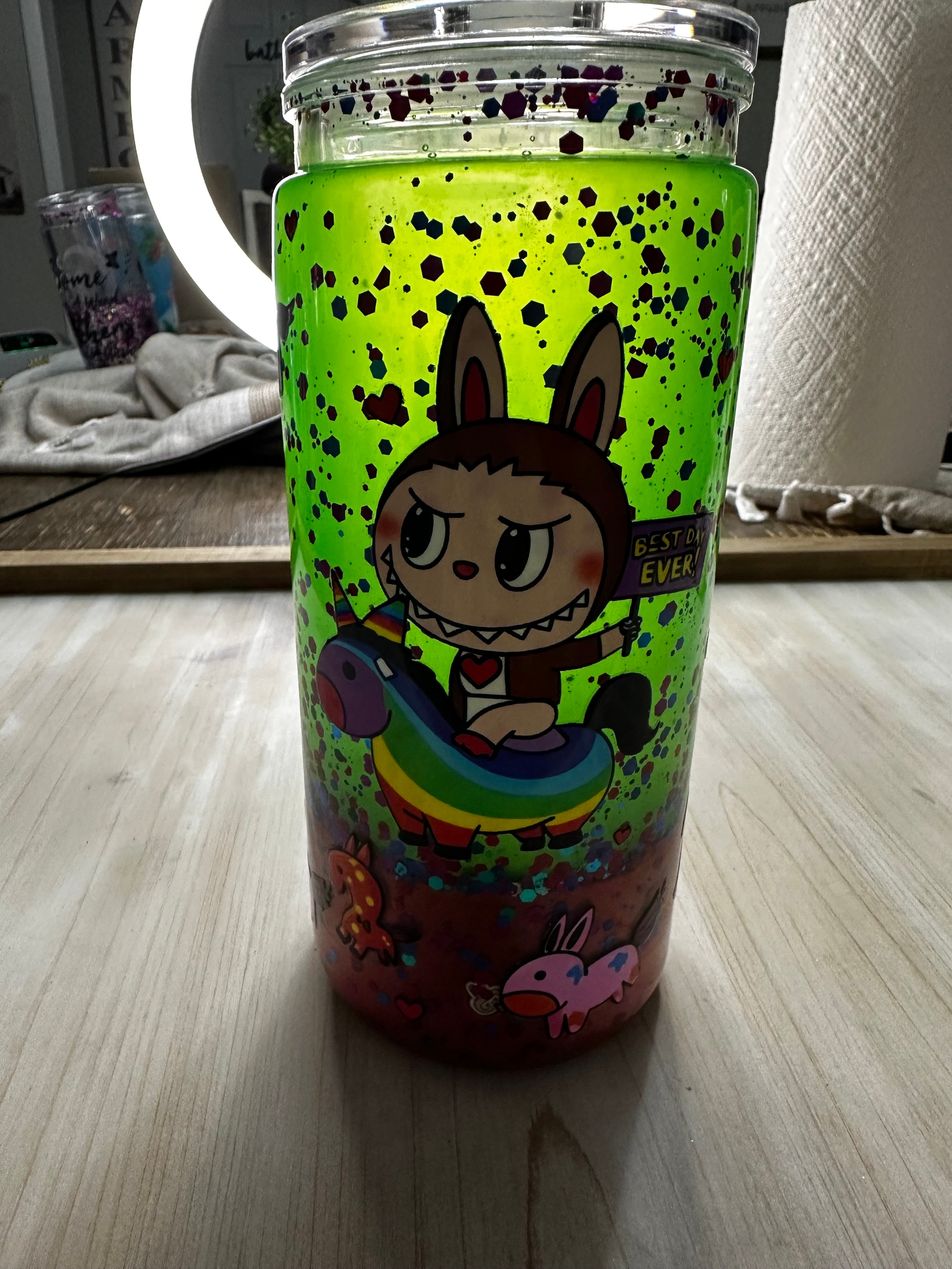 Pre Made Neon Labubu Lava Drip Tumbler